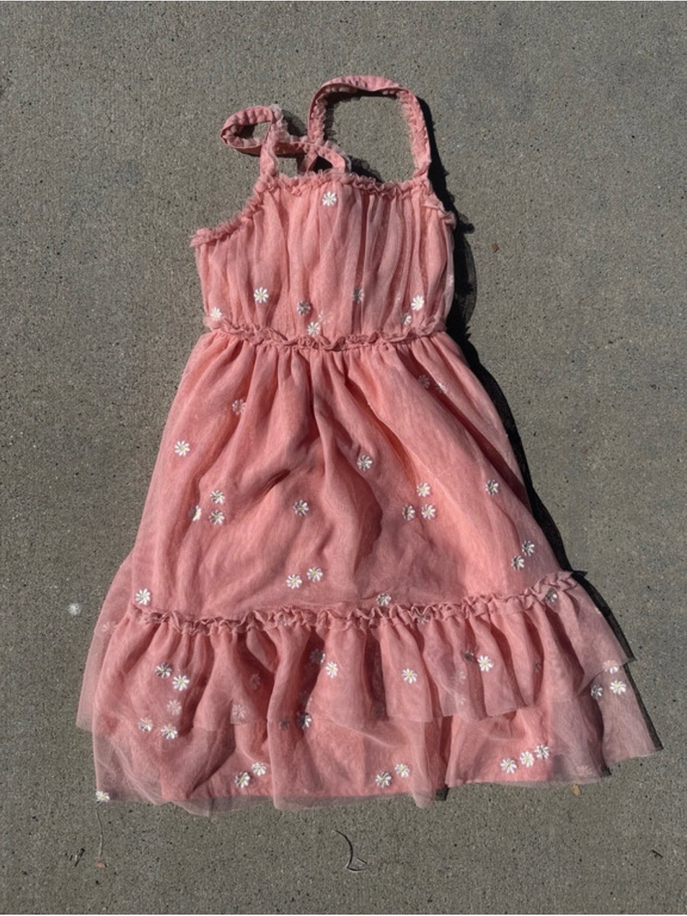 Girls Pink Floral Tulle Dress